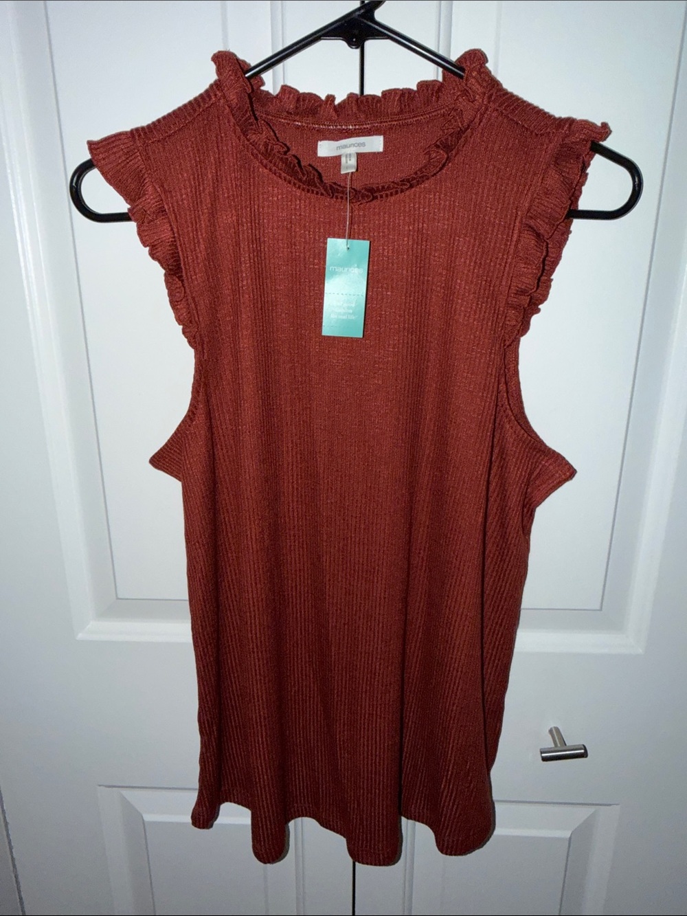 Maurices Rust Red Ruffle Sleeve Tank Top
